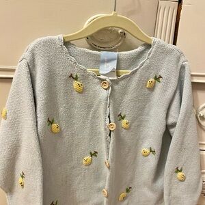 bella bliss Light Blue Knit Cardigan with Pineapple Embroidery Sfpf Size 5